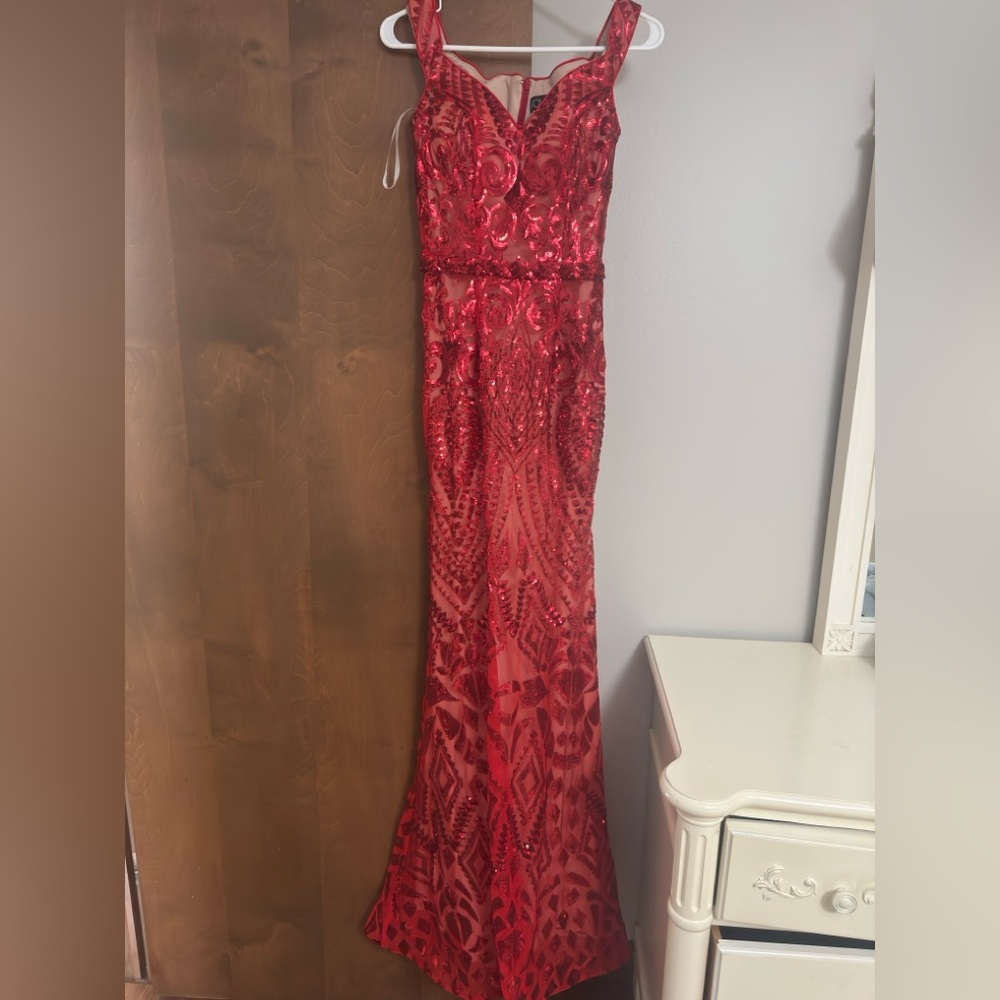 Jovani Red Beaded Gown